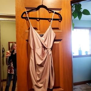 Akira shiny soft pink metallic dress